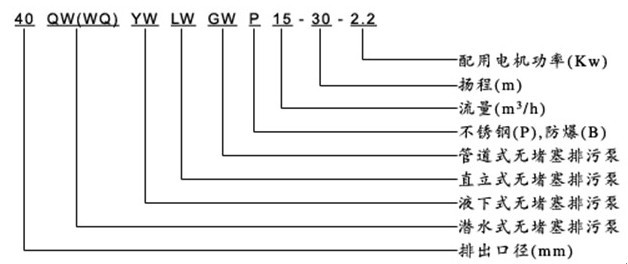 GW型管道式排污泵型號(hào)意義